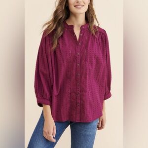 Anthropologie Pilcro Burgundy Tavi Blouse